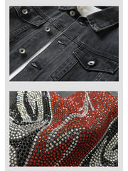 Hotfix Rhinestones Single Breasted Men's Denim Jackets