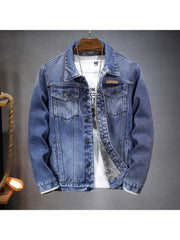 Frayed Single Breasted Denim Men's Jackets