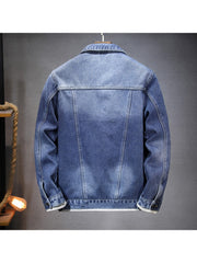 Frayed Single Breasted Denim Men's Jackets