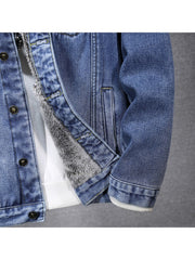 Frayed Single Breasted Denim Men's Jackets