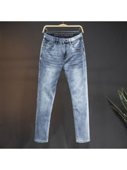 Letter Washed Mid-rise Men's Jeans