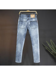 Letter Washed Mid-rise Men's Jeans