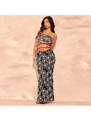 Floral Tube Tie-wrap Split Hem Skirt Sets