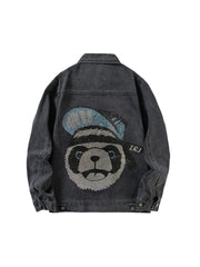 Animal Print Hotfix Rhinestones Denim Men's Jackets