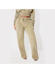 Distressed Plain Color Wide Leg Pants