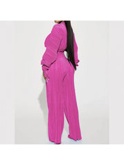 Batwing Sleeve Cropped Wide Leg Pant Sets