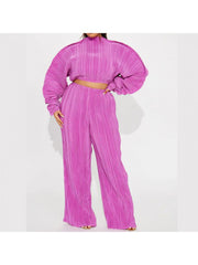 Batwing Sleeve Cropped Wide Leg Pant Sets