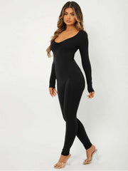 U Neck Long Sleeve Bodycon Jumpsuits