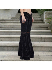 Velour Lacework Tie-wrap Flared Pants