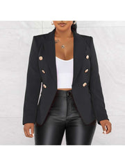 Solid Button Up Split Hem Lapel Blazers