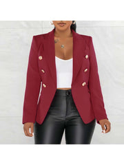 Solid Button Up Split Hem Lapel Blazers