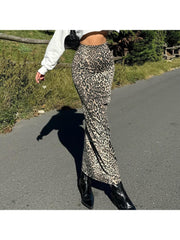 Leopard Pattern Bodycon High Rise Pencil Skirts