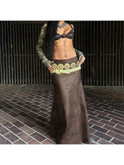 Distressed PU Patchwork Mermaid Skirts