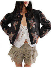 Floral Embroidery Quilted Buckle Coats