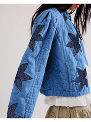 Floral Embroidery Quilted Buckle Coats