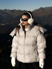 Pure Color Quilted Hooded Winter Puffer Down Coats