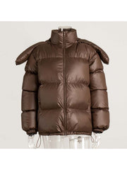 Pure Color Quilted Hooded Winter Puffer Down Coats