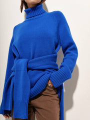 Retro Plain Color Turtleneck Casual Pullover