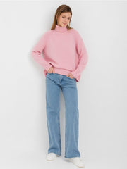 Retro Plain Color Turtleneck Casual Pullover