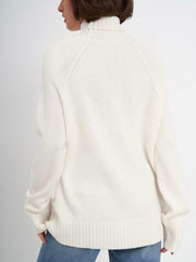 Retro Plain Color Turtleneck Casual Pullover