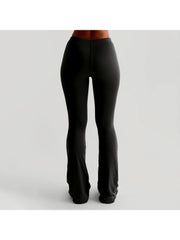 Solid Bodycon Elastic Waist Flared Pants