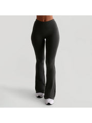 Solid Bodycon Elastic Waist Flared Pants