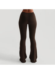 Solid Bodycon Elastic Waist Flared Pants