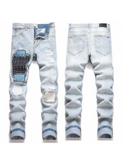 Applique Patchwork Straight Jeans