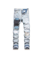 Applique Patchwork Straight Jeans