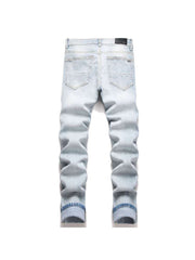 Applique Patchwork Straight Jeans