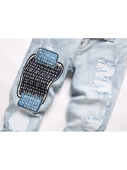 Applique Patchwork Straight Jeans