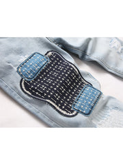 Applique Patchwork Straight Jeans