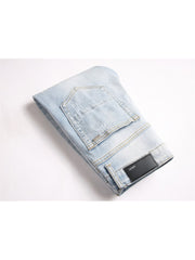 Applique Patchwork Straight Jeans