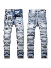 Applique Washed Mid-rise Jeans