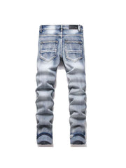 Applique Washed Mid-rise Jeans