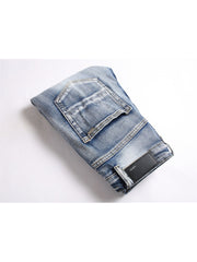 Applique Washed Mid-rise Jeans