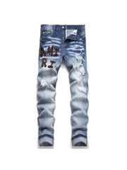 Applique Wear Out Badge Classic Look Jeans