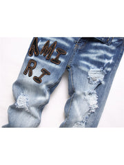 Applique Wear Out Badge Classic Look Jeans