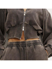 Distressed Hooded Long Sleeve Tracksuit Pant Sets