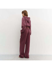 Distressed Hooded Long Sleeve Tracksuit Pant Sets