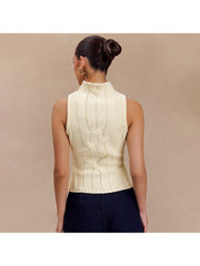 Cabe Knit Mock Neck Fitted Woolen Tanks