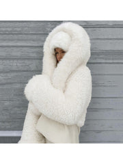 Fur Patchwork Hooded Fluff Loose Coats