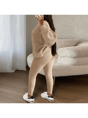 Knitting Plain Loose Sweater Pant Sets