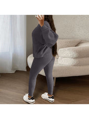 Knitting Plain Loose Sweater Pant Sets