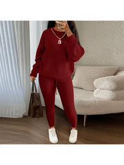 Knitting Plain Loose Sweater Pant Sets