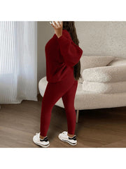 Knitting Plain Loose Sweater Pant Sets