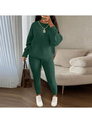 Knitting Plain Loose Sweater Pant Sets