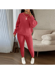 Knitting Plain Loose Sweater Pant Sets