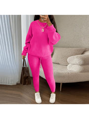 Knitting Plain Loose Sweater Pant Sets