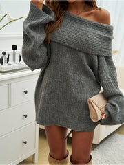 Off Shoulder Trumpet Sleeve Frayed Sweater